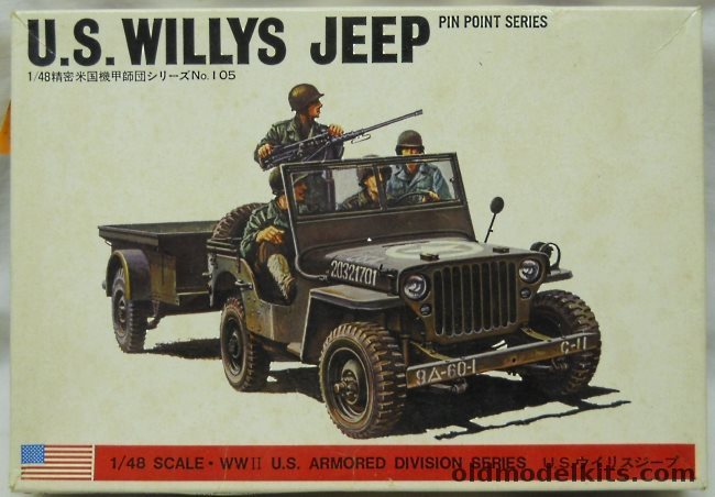 Bandai 1/48 US Willys Jeep with Trailer / M2 MG With Extra Figures / Accessories / Weapons Trees, 8284 plastic model kit